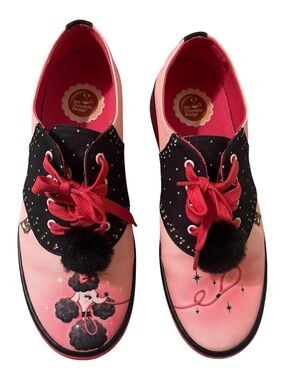 Hot Chocolate Designs Pink & Black Poodle Lace-Up Women's Shoes